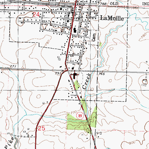 Topographic Map of La Moille High School, IL