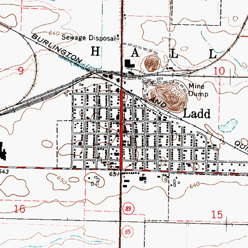 Topographic Map of Ladd Public Library, IL