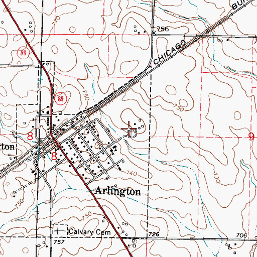Topographic Map of Lost Grove Cemetery, IL