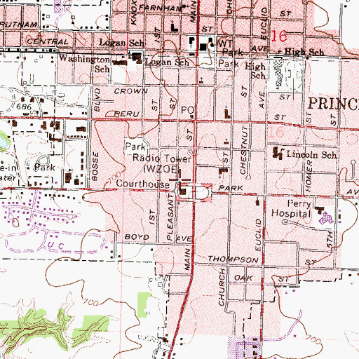 Topographic Map of Matson Public Library, IL