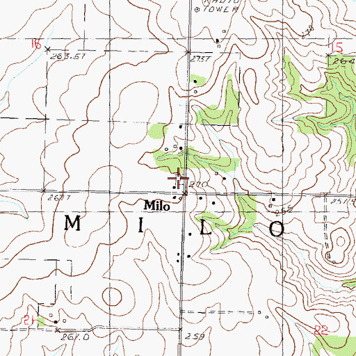 Topographic Map of Milo Cemetery, IL