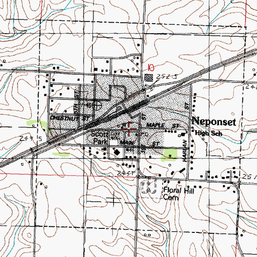 Topographic Map of Neponset Post Office, IL