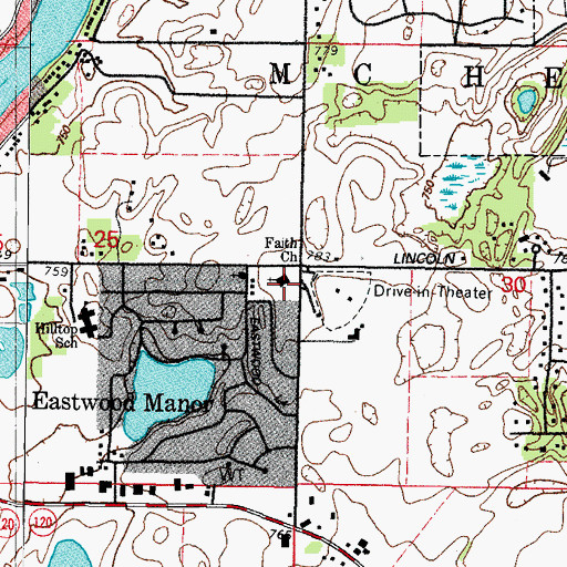 Topographic Map of Faith Presbyterian Church, IL