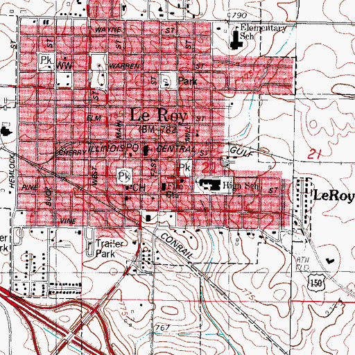 Topographic Map of Crumbaugh Memorial Public Library, IL
