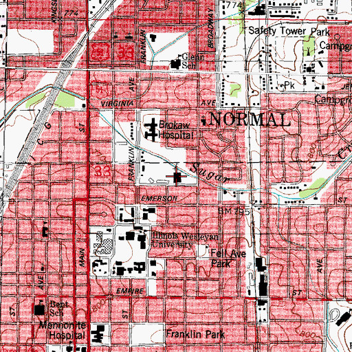Topographic Map of Fred Young Fieldhouse, IL