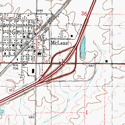 Topographic Map of Interchange 145, IL
