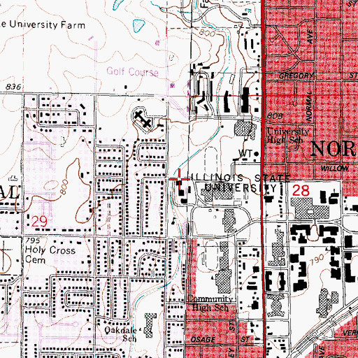Topographic Map of Wright Hall, IL