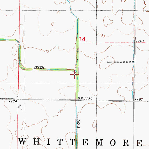 Topographic Map of Ditch Number 9, IA