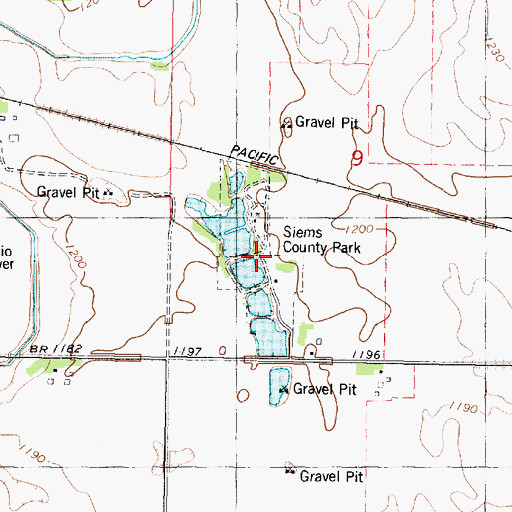 Topographic Map of Siems County Park, IA