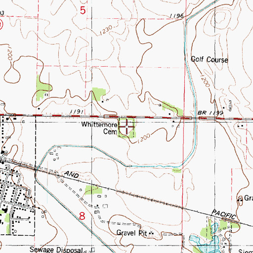 Topographic Map of Whittemore Cemetery, IA