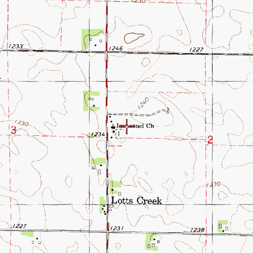 Topographic Map of Immanuel Church, IA