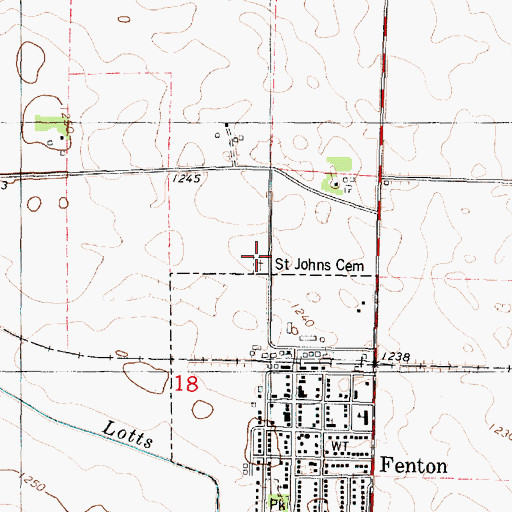 Topographic Map of Saint Johns Cemetery, IA