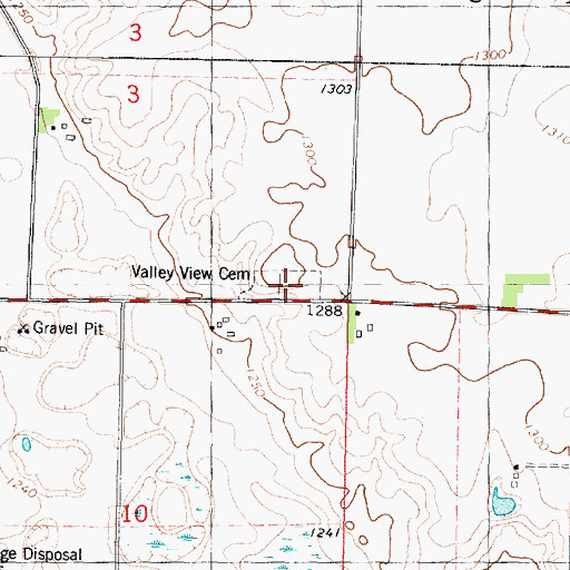 Topographic Map of Valley View Cemetery, IA