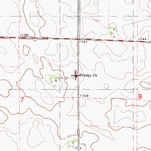 Topographic Map of Trinity Church, IA