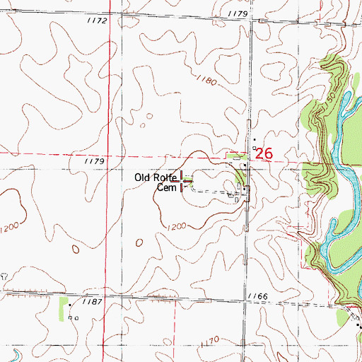 Topographic Map of Old Rolfe Cemetery, IA