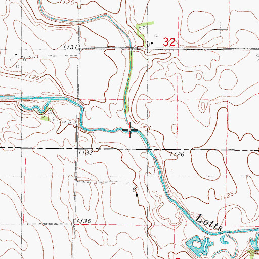 Topographic Map of Hine Creek, IA