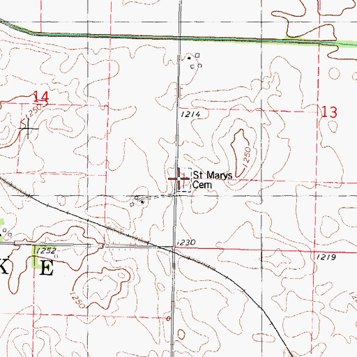 Topographic Map of Saint Mary's Cemetery, IA