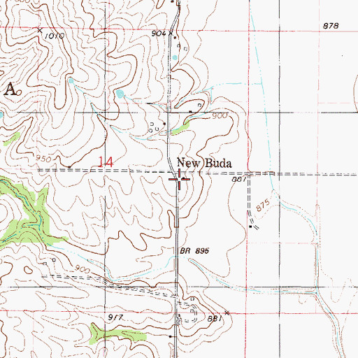 Topographic Map of New Buda, IA