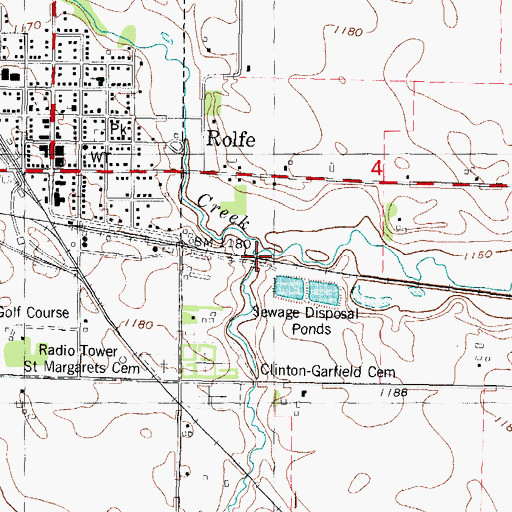 Topographic Map of Crooked Creek, IA