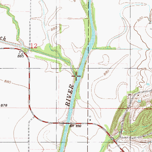 Topographic Map of Dickersons Branch, IA