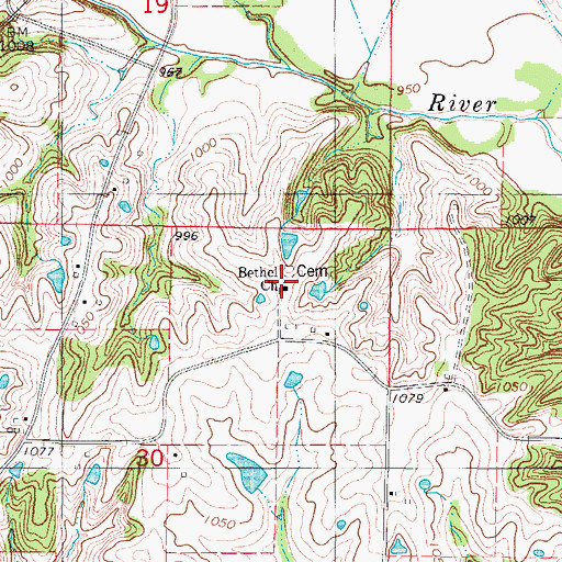 Topographic Map of Bethel Church, IA