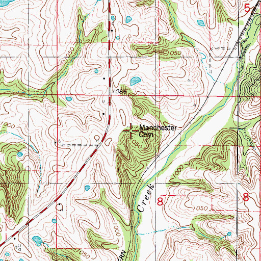 Topographic Map of Manchester Cemetery, IA