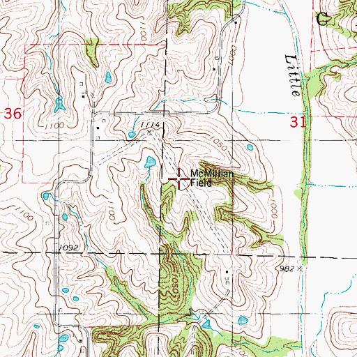 Topographic Map of McMillian Field (historical), IA