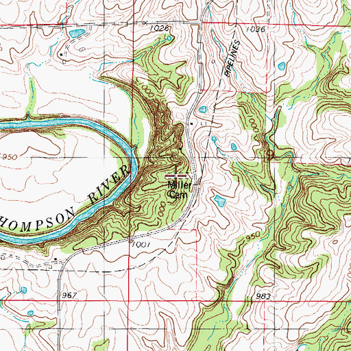 Topographic Map of Miller Cemetery, IA