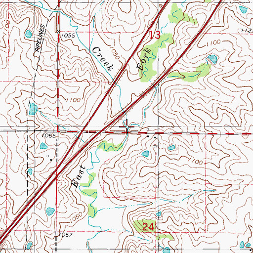 Topographic Map of Sevenmile Creek, IA