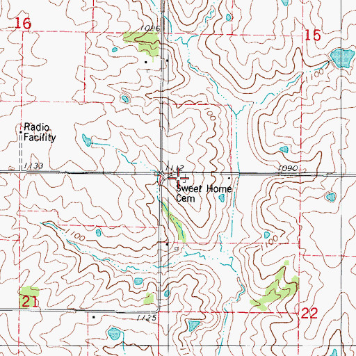 Topographic Map of Sweet Home Cemetery, IA
