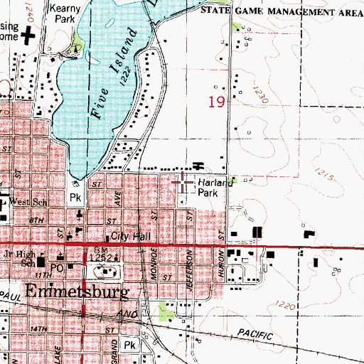 Topographic Map of Harland Park, IA