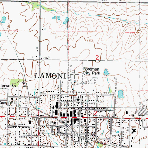 Topographic Map of Foreman City Park, IA