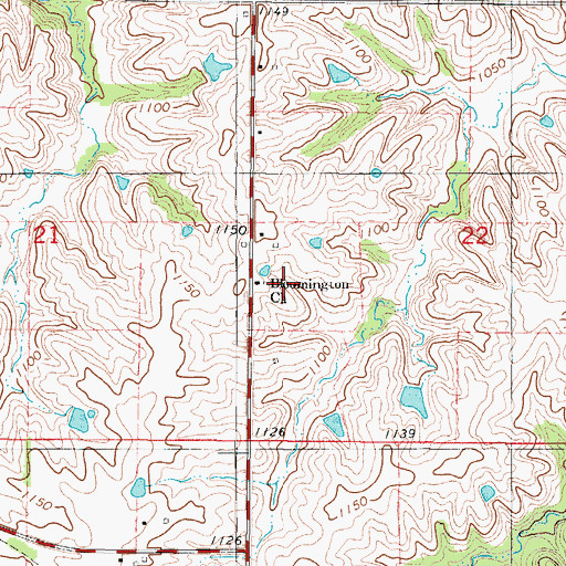 Topographic Map of Bloomington Church, IA