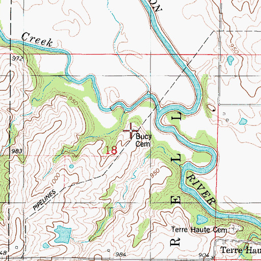 Topographic Map of Bucy Cemetery, IA