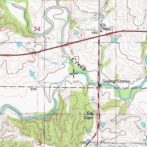 Topographic Map of South Elk Creek, IA