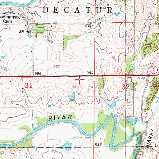 Topographic Map of Cash Cemetery, IA