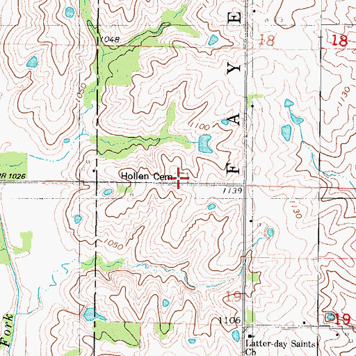 Topographic Map of Hollen Cemetery, IA