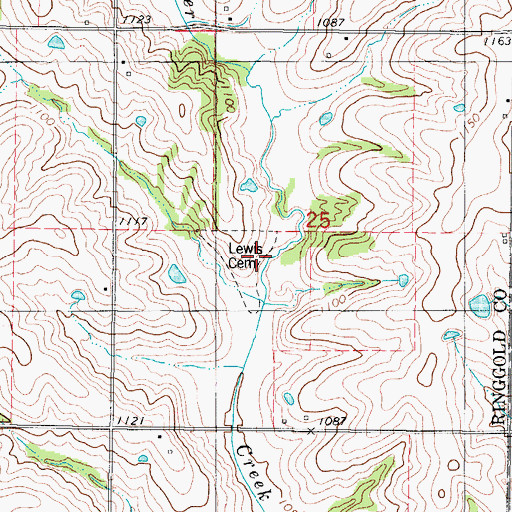 Topographic Map of Lewis Cemetery, IA