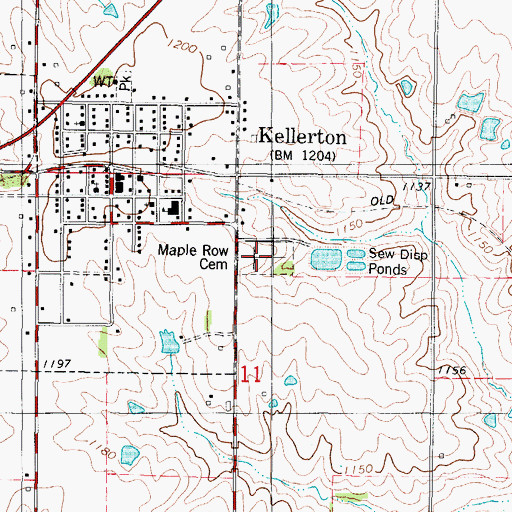 Topographic Map of Maple Row Cemetery, IA