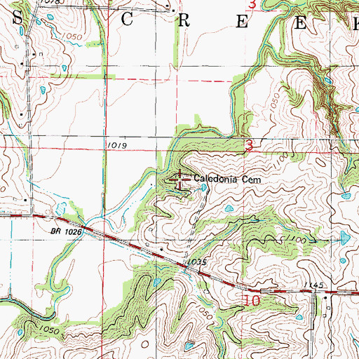 Topographic Map of Caledonia Cemetery, IA