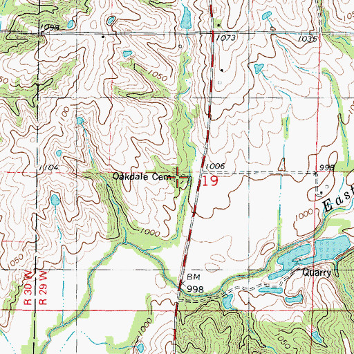 Topographic Map of Oakdale Cemetery, IA