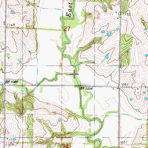 Topographic Map of Bealls Creek, IA