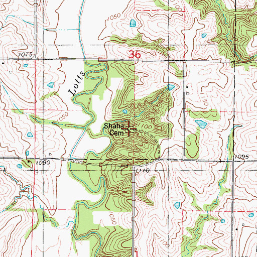 Topographic Map of Shaha Cemetery, IA