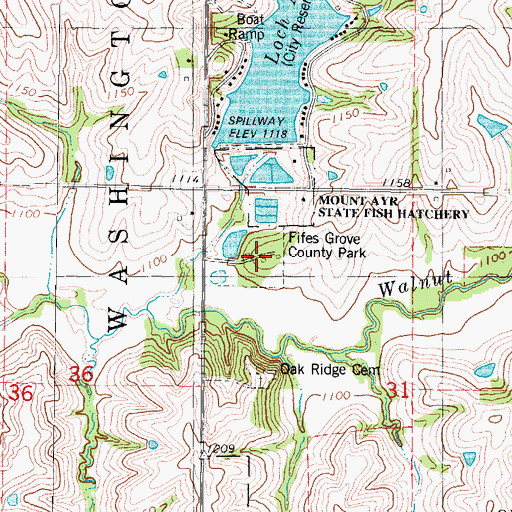 Topographic Map of Fifes Grove County Park, IA