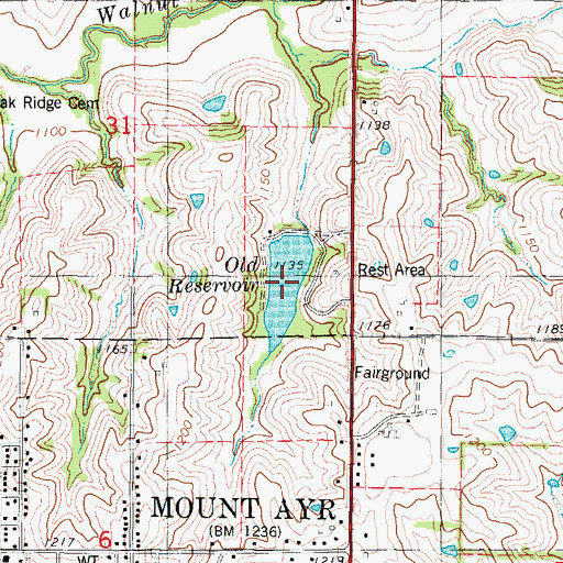 Topographic Map of Old Reservoir, IA