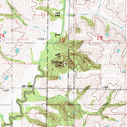 Topographic Map of Tedrow Cemetery, IA