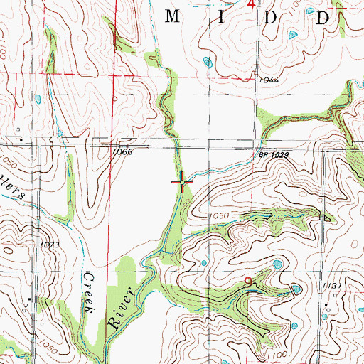 Topographic Map of Mitchells Run, IA