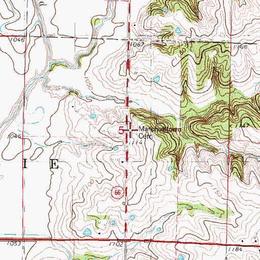 Topographic Map of Marshalltown Cemetery, IA