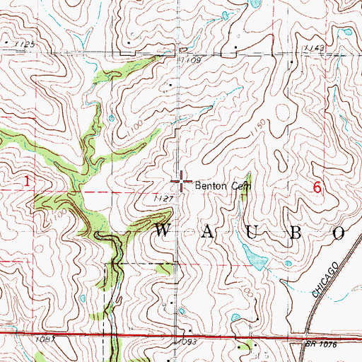 Topographic Map of Benton Cemetery, IA