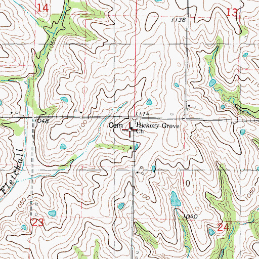 Topographic Map of Hickory Grove Church, IA